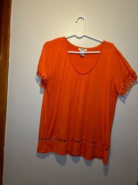 Orange Scoop Neck Short Sleeve Top - White House Black Market